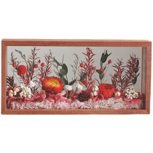Cadre photo 3D en bois massif avec fleurs sechees preservees et couvercle en acrylique