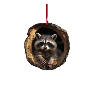 Realistisches Waschbär-Acryl-Weihnachtsbaum-Ornament zum Aufhängen