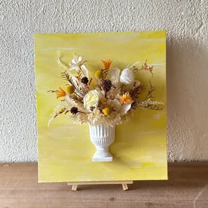 3D French oil painting dried flower bouquet canvas wall art DIY preserved flower home decor