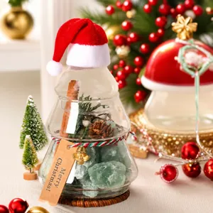Navidad Aromaterapia Difusor de Piedra de Cristal Caja de Regalo Botella de Vidrio Con Aceite Esencial Mini Gorro de Navidad Decoración del Hogar