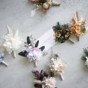 Mini Bouquet Corsage di Fiori Secchi Preservati Fatto a Mano Regali per Festa di Matrimonio Decorazione