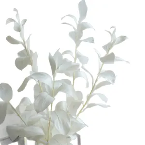 Preserved white leaf dried flower bouquet for home decor and wedding floral arrangement main view.