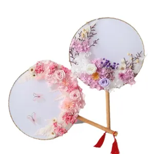 Preserved flower round fan DIY material package handmade floral art gift home decor