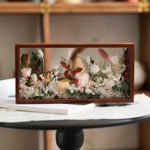 Cadre photo creux en bois de fleurs séchées conservées décoration cadeau pour amie