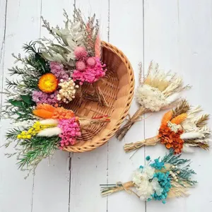 Böhmische bunte Mini-Trockenblumen-Sträuße für Hochzeit, ideale Trauzeugen Taschen Deko Details.