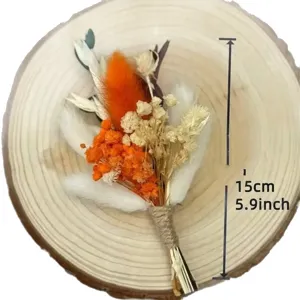 Böhmischer Stil Hochzeit getrocknete Blumen Ansteckblume Mini Strauß für Trauzeugen 15cm