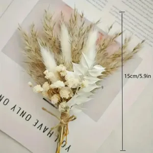 Boho Trockenblumen Mini Strauß für Herren Hochzeit Ansteckblume Bräutigam Taschenblume