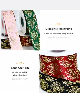 Exquisite bronzing ribbon for gift wrapping, flower bouquet decoration, 4cm width.
