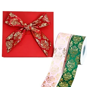 4cm hot stamping ribbon gift wrapping pink green red ribbon bow for birthday floral packaging
