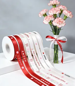 Juego de cintas de poliéster para el Día de la Madre, envoltorios y ramos de flores.