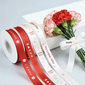 Cinta de embalaje de regalo para el Día de la Madre, rollos de poliéster con texto.