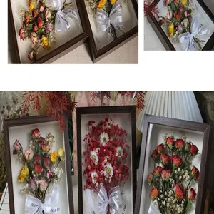 Marco de fotos con flores secas artesanales, exquisita decoración botánica regalo