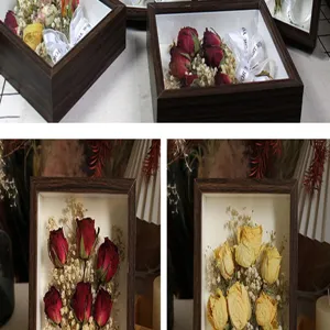 Marco de fotos de flores secas espécimen de planta de rosa decoración del hogar para regalo