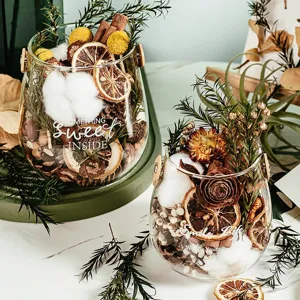 glazen pot pourri gedroogde bloemen aromatherapie kaneel huisdecoratie geurgeschenk