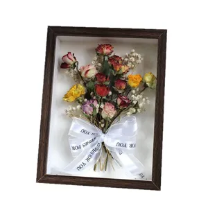 Marco de fotos de madera rosa seca planta especimen decoracion hogar regalo principal