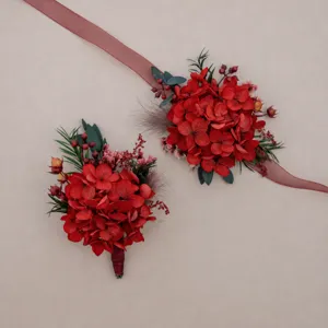 Handmade Preserved Flower Corsage And Wrist Flower Set Forest Style Wedding Boutonniere Party Decoration Floral Accessories