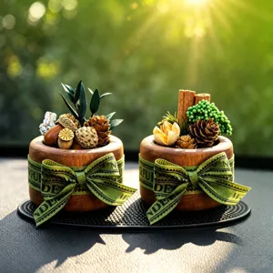 Walnut Wood Car Aromatherapy Ornament Natural Dried Flower Pine Cone Diffuser Creative Dashboard Interior Decoration