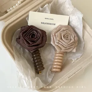 Elastico per capelli con rosa secca corda telefonica accessori per capelli eleganti donna