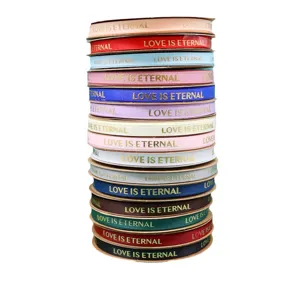 1cm grosgrain hot stamping love ribbon for gift box packaging and Valentine flower decoration