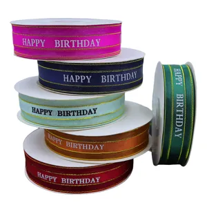 2.5cm happy birthday printed ribbon rolls for gift wrapping party decor crafts 1 roll