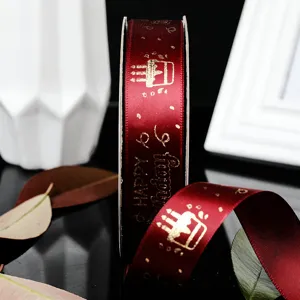 2.5cm burgunderroter geburtstag torte heißprägung band für geschenkverpackung