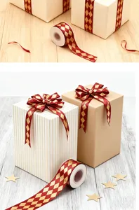 Goldprägung Polyesterband für Geschenke, Backen und Party Dekoration Handwerk