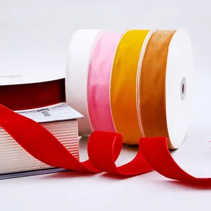 Velvet ribbon for gift packaging and clothing accessories, smooth velvet craft ribbon details.