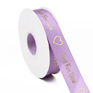 Nastro regalo poliestere 2.5cm San Valentino con stampa oro Just For You motivo cuore decoro.