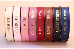 Multi-color gold foil printed ribbon set for gift wrapping, bouquet packaging and decor.