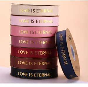 Gold foil printed ribbon for gift wrapping, floral bouquet decoration and bows, 10 yards