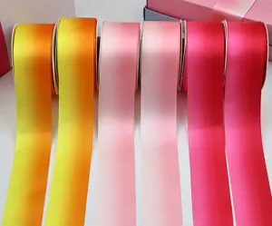 Gradient satin ribbon details, 4cm colorful polyester webbing for DIY craft and gift wrapping.