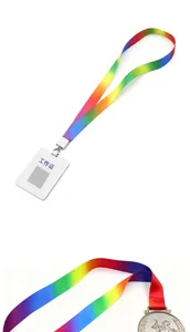 Regenbogen Lanyard Farbverlauf Polyester Band fuer Ausweishalter Medaille DIY Basteln