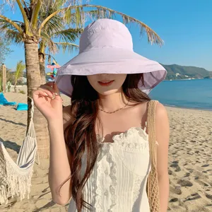 Große Krempe Sonnenhut für Damen, helllila Strandhut, ideal für Sommer Sonnenschutz UV.