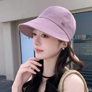 Cappello da sole rosa donna moda estate anti-UV berretto equestre visiera tesa larga