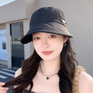 Elegante cappello da pesca nero da donna, protezione solare estiva cappello casual.