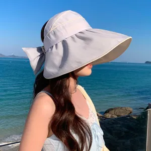 Damen Sonnenhut Große Krempe Faltbar Atmungsaktiv Schleife Strand Sommer Outdoor Kappe