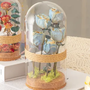 Geconserveerde Bloem Glazen Koepel Eeuwige Roos Gedroogde Bloem Nachtlampje Cadeau Voor Verjaardag Moederdag Huisdecoratie