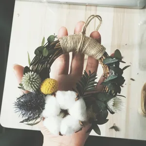 Handgemachte Trockenblumen Kranz DIY Set Baumwolle Eukalyptus Wandbehang Dekoration Geschenk