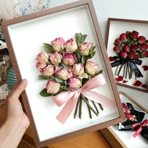 Handgemaakte gedroogde rozen fotolijst 3D bloemen wanddecoratie romantisch cadeautje