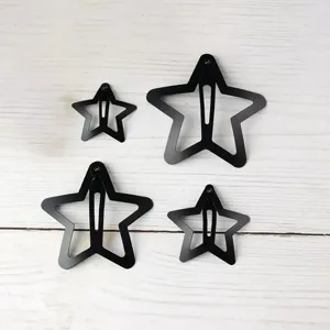 Metal star hair clips Y2K black pentagram side clips cute hair accessories for women