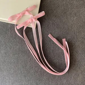 Minimal Velvet Bow Hair Clip Elegant Long Streamer Duckbill Clip Sweet Hair Accessories For Women