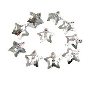 Silver metal star hair clips y2k style snap hairpins cute side clips for women and girls accessories