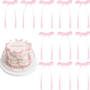 Ribbon Bow Cake Topper Party Decoration Wedding Engagement Background Hanging Ornament Bowknot Decor