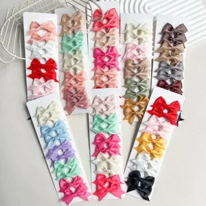 Candy color ribbon bow hair clips set, 6cm cute duckbill hairpins for women and girls.