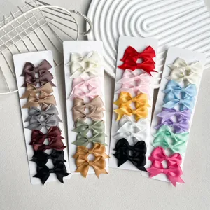 Colorful grosgrain ribbon swallowtail hair bow duckbill clips set for cute daily wear