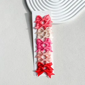 Candy color grosgrain ribbon bow hair clip set, sweet swallowtail design duckbill clips details.