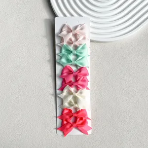 Candy color ribbon bow hair clips set, multi-color cute hair accessories for daily wear.