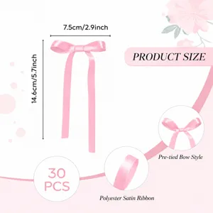 30pcs pink satin ribbon bows small pre-tied bow for gift wrapping wedding party decor