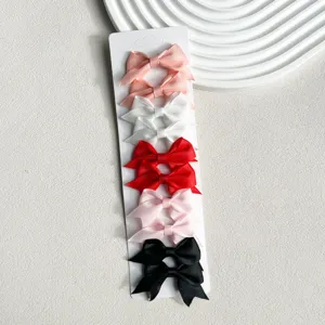 Ribbon bow hair clips set featuring sweet multi-color duckbill clips for daily hairstyles.