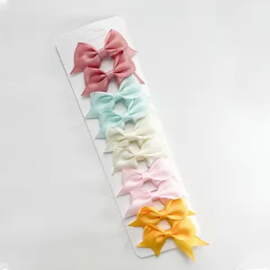Colorful grosgrain ribbon bow hair clips set, sweet candy color hair accessories for girls.